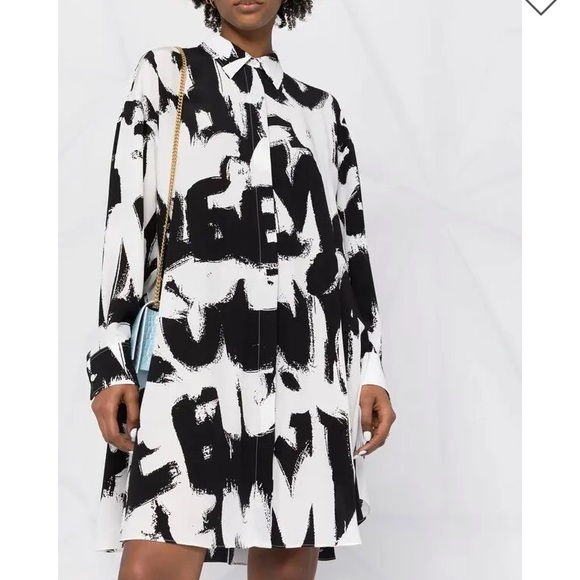 Alexander McQueen graffiti print shirt dress